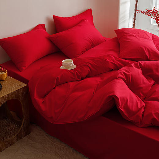 红秀世纺 60s纯棉转运四件套（酒红） 商品图3