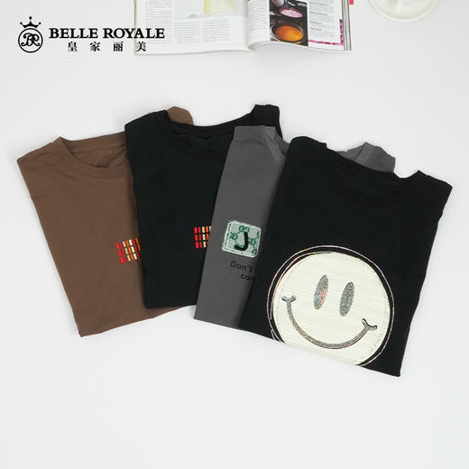 优待源选夏季纯棉短袖T恤笑脸印花女款可爱宽松版休闲上衣YXSX50319 商品图1