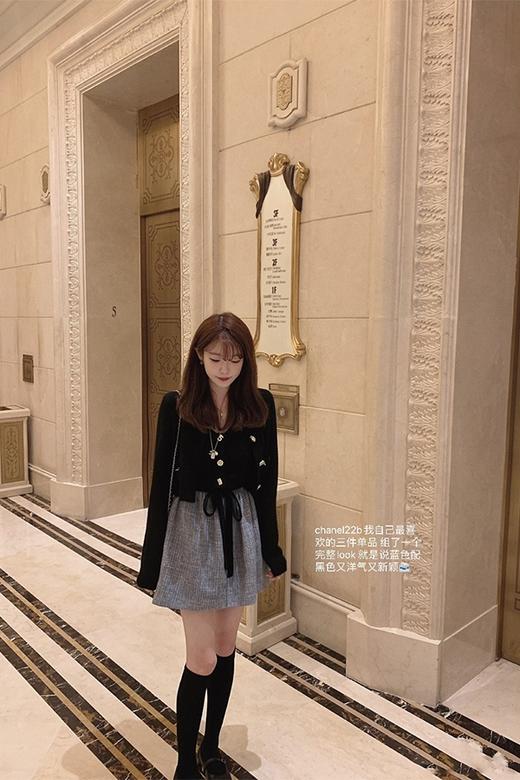 金蘑菇菇 左岸日落三件套/清冷少女毛衣背心短裙时髦小姐姐套装 商品图5