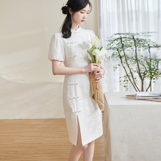 2025夏季新中式提花改良旗袍裙气质开叉连衣裙1474 商品图3