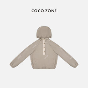 COCO ZONE简约轻型半门襟排扣插肩袖设计连帽卫衣24C10165