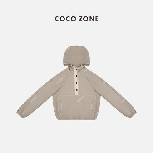 COCO ZONE简约轻型半门襟排扣插肩袖设计连帽卫衣24C10165 商品图0