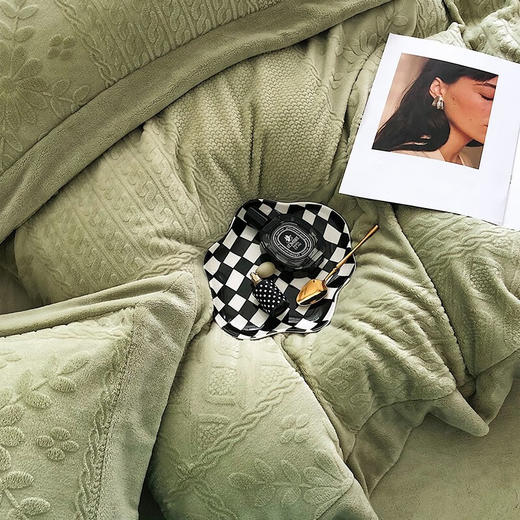 红秀世纺 防静电德绒四件套 复古绿HX2308-T001 商品图2