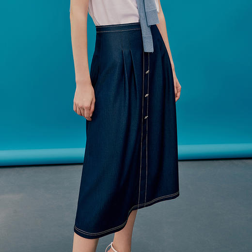 EITIE爱特爱夏季新款高腰裙子时尚通勤显瘦a字半身裙7406105 商品图2