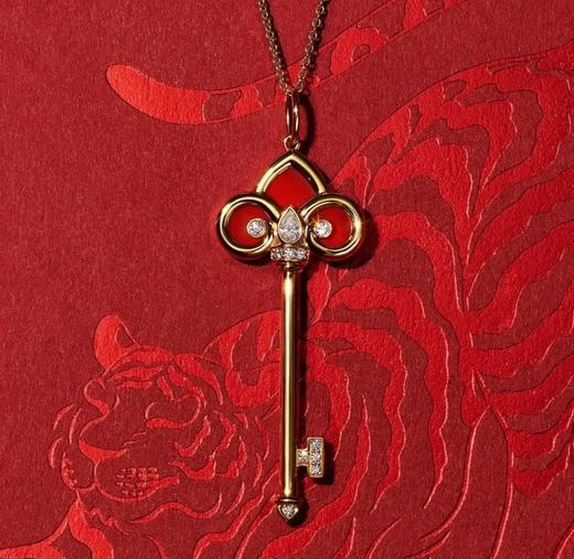 蒂F尼Tiffa*y鸢尾花红玛瑙钥匙项链 商品图0