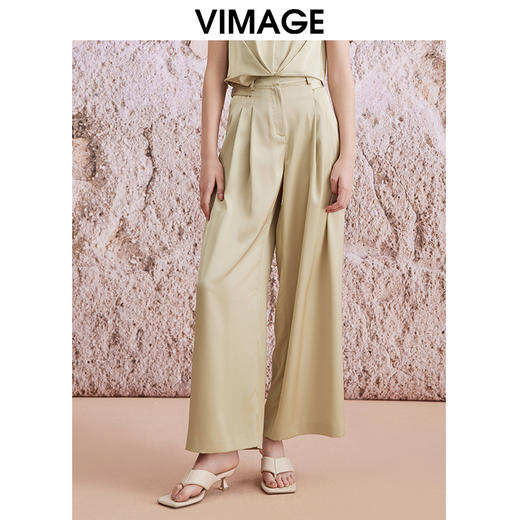 VIMAGE纬漫纪夏季新款高腰阔腿休闲百搭显瘦长裤V2105713 商品图5