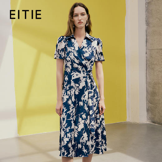 EITIE爱特爱夏季新款修身显瘦收腰印花连衣裙7407124 商品图0