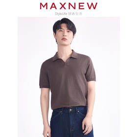 【POLO】男装毛织混纺肌理翻V领POLO V领上衣服合身休闲 1N2111110