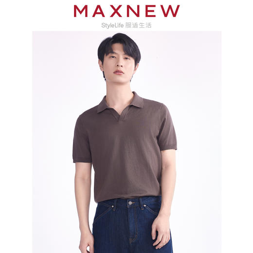 【POLO】男装毛织混纺肌理翻V领POLO V领上衣服合身休闲 1N2111110 商品图0