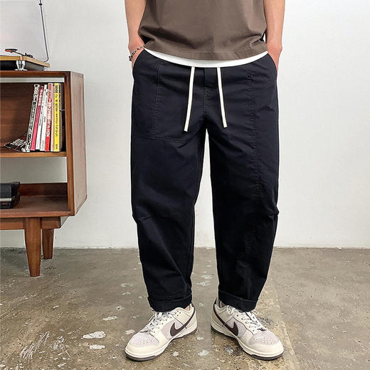 徐太浪日系复古缉明线休闲裤男春季潮流百搭宽松束脚哈伦裤长裤潮 商品图0