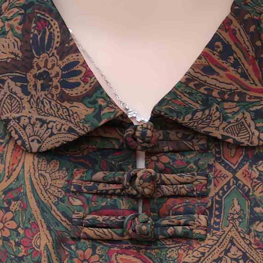 QYM 1814A21-Y时尚小衫阔腿裤中式复古印花套装 商品图3