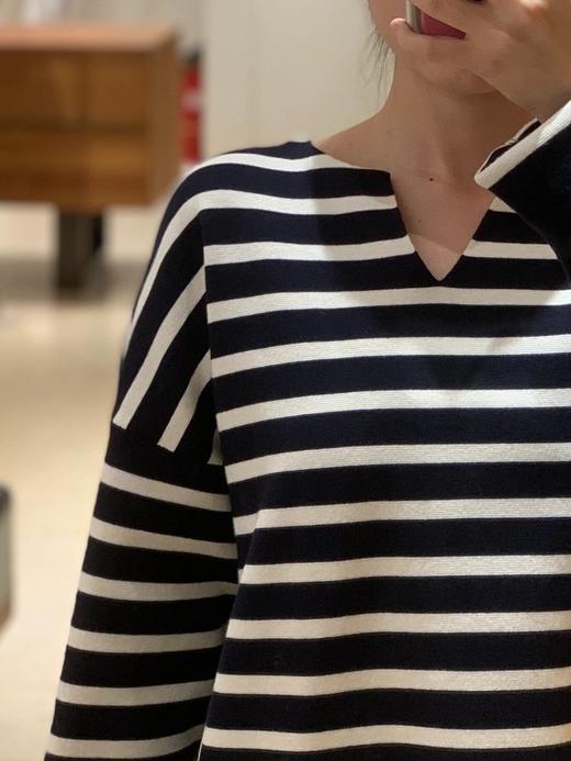 半精纺棉羊绒针织衫 条纹设计明快有活力 棉纱与山羊绒混纺 半精纺工艺条干均匀 恰当松量 领型独特 商品图7