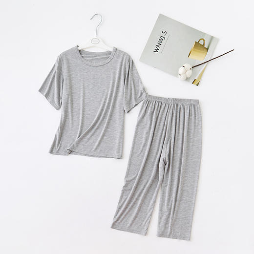 【纯色搭配，也足够惊艳！】新款儿童睡衣中长袖莫代尔家居服，宽松男孩女童宝宝套装薄款空调服-lm！ 商品图4