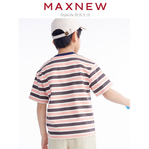 【T恤】童装精梳棉舒适亲肤撞色条纹T恤 1N2341202 商品图2