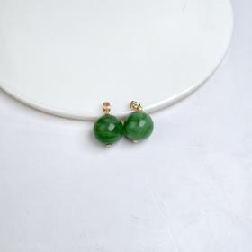 18K碧玉吊坠-铜钱扣圆珠