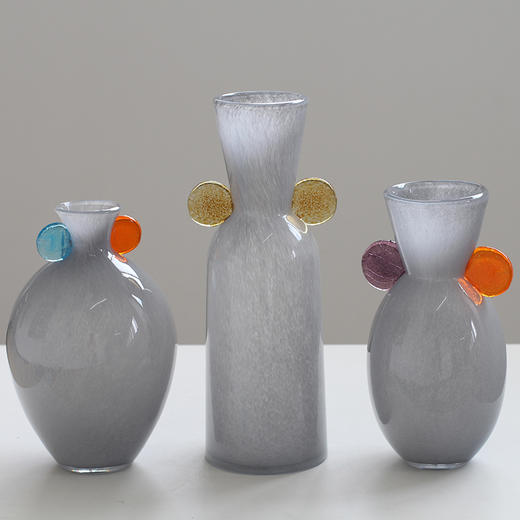 新款预售10天 磁粉手把彩色玻璃花瓶花插餐桌花器工艺品摆件 商品图4