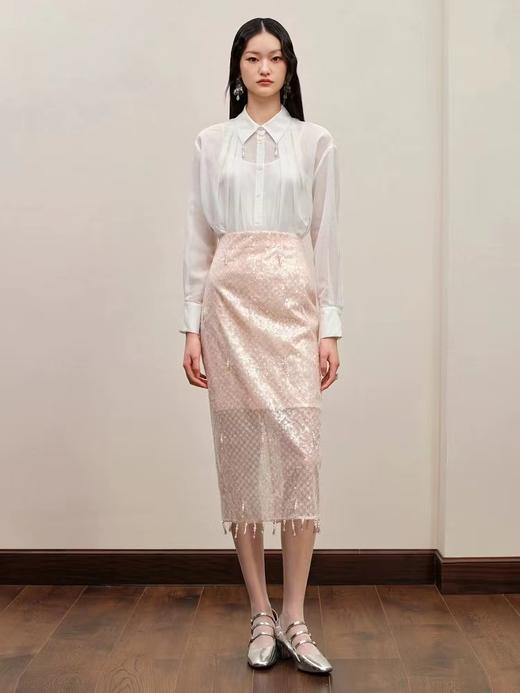 【商场同款】MAXRIENY极简垂坠松弛感廓形风琴褶衬衫女宽松衬衣MC88TP599A10 商品图1