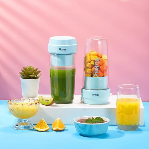海尔（Haier） 榨汁杯电动便携式无线迷你小型多功能宝宝辅食机料理机榨水果HBL-LD04A 浅蓝色 商品图1