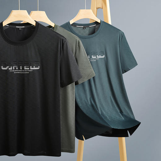 【冰丝高弹】【新款DPF】大依优型大码短袖T恤加肥加大男装大号大码上衣男士休闲半袖夏季 商品图1