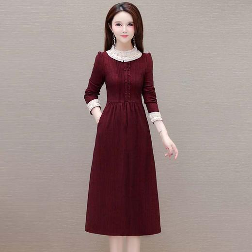 QYMLRX-SL4APU-Y 红色长袖连衣裙春季2024年新款气质女装中长款打底A字裙 商品图0