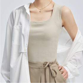 天鹅颈-螺纹凉感带胸垫背心 建议体重80-145斤 透气亲肤 柔软健康抑菌胸垫背心