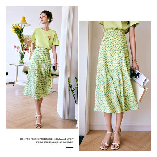 OLrain法式高级穿搭碎花半身裙女夏季2022新款高腰时尚清新a字裙 商品图2