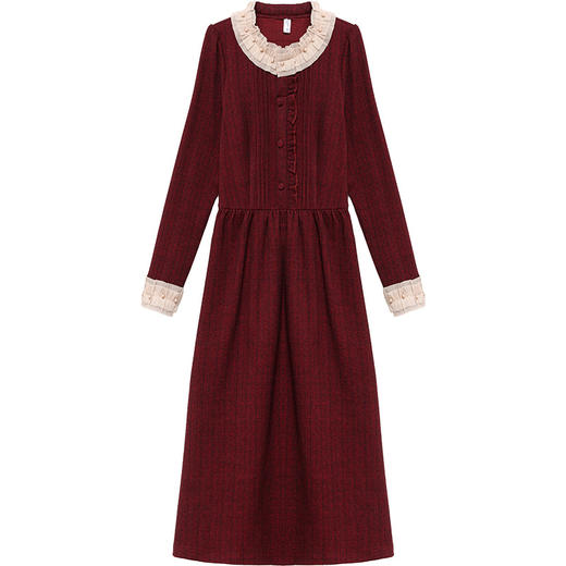 QYMLRX-SL4APU-Y 红色长袖连衣裙春季2024年新款气质女装中长款打底A字裙 商品图4