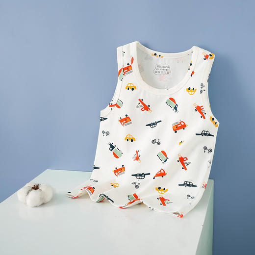 【39.9/任选2件！】夏儿童背心 精梳棉莱卡男童 卡通印花简约无袖 女童卡通上衣打底 童趣设计 清凉一夏-QQ 商品图6