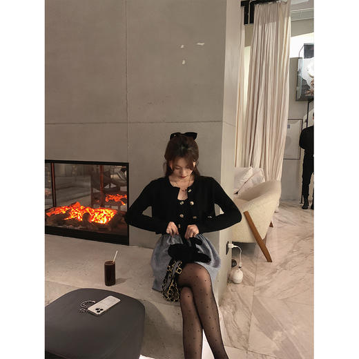 金蘑菇菇 左岸日落三件套/清冷少女毛衣背心短裙时髦小姐姐套装 商品图3