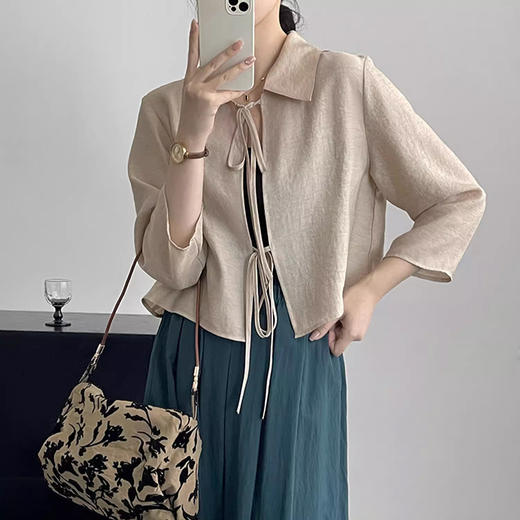 裁缝学苑AQ260新中式国风女装衬衫纸样系带七分袖衬衣上衣样板 商品图1