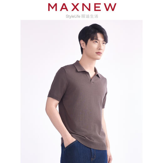 【POLO】男装毛织混纺肌理翻V领POLO V领上衣服合身休闲 1N2111110 商品图1