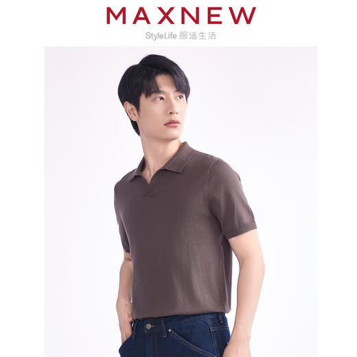 【POLO】男装毛织混纺肌理翻V领POLO V领上衣服合身休闲 1N2111110 商品图3
