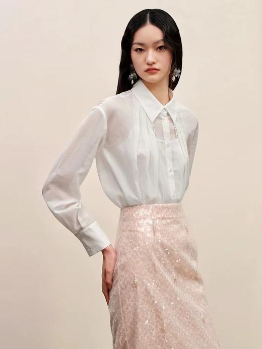 【商场同款】MAXRIENY极简垂坠松弛感廓形风琴褶衬衫女宽松衬衣MC88TP599A10 商品图2