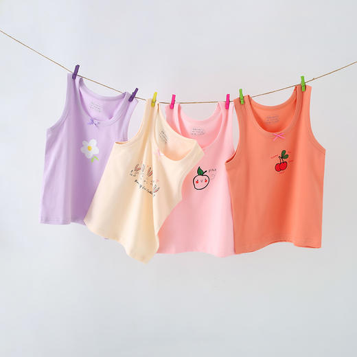 【39.9/任选2件！】夏儿童背心 精梳棉莱卡男童 卡通印花简约无袖 女童卡通上衣打底 童趣设计 清凉一夏-QQ 商品图2