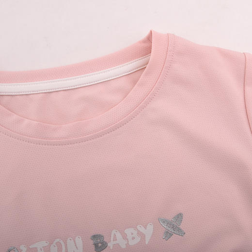 棉果果夏季新品女童粉色凉感洞洞运动T恤M222140424312 商品图3