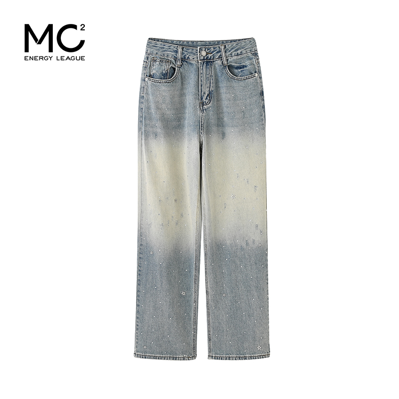 时尚休闲宽松烫钻阔腿牛仔裤N4221610