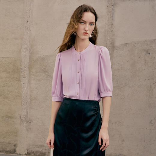 EITIE爱特爱夏季新款修身百搭通勤衬衣上衣女7409107 商品图3