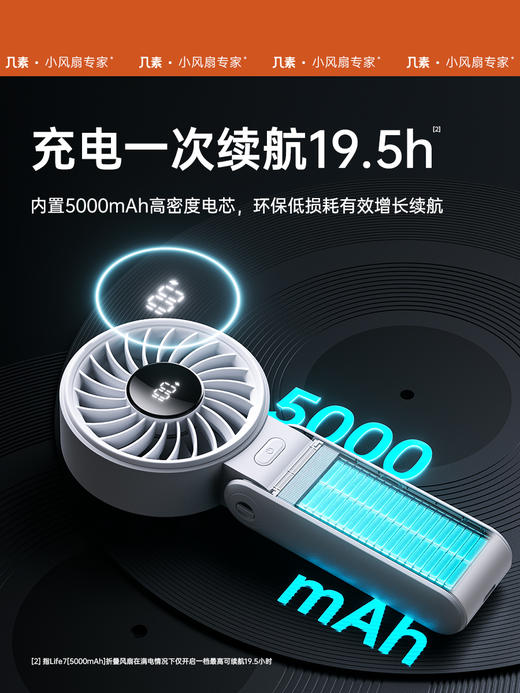 几素USB手持小风扇迷你便携式可折叠挂脖风扇超静音夏天大风力户外手拿电风扇学生宿舍充电电扇桌面mini小型 商品图4