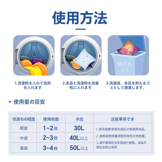 Sumijoy素美介防串色片洗衣机吸色片防串染衣物混洗护衣物 3盒装 商品图4
