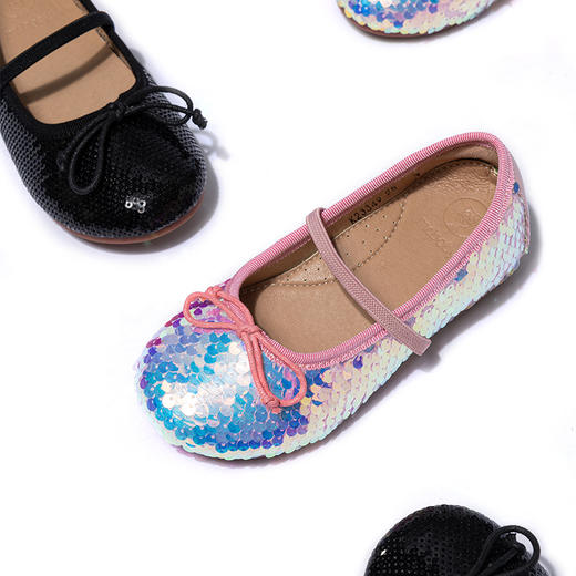 littletime女童公主鞋美人鱼软底单鞋走秀演出亮片平底芭蕾舞鞋 商品图0