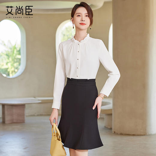 白色衬衫女春秋2024新款气质休闲女士高级感小个子职业百搭OL衬衣 商品图2