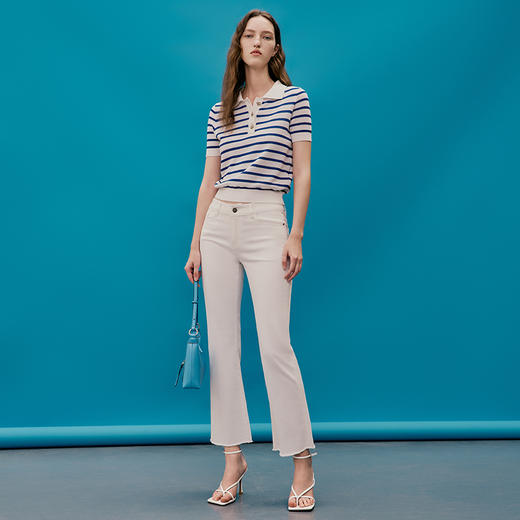 EITIE爱特爱夏季新款条纹显瘦百搭时尚针织衫7401103 商品图2