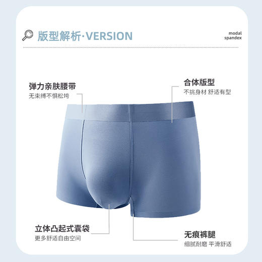 圣得西男士内裤中青年3条装平角内裤礼盒四角裤弹力短裤衩男2412976001A 商品图1