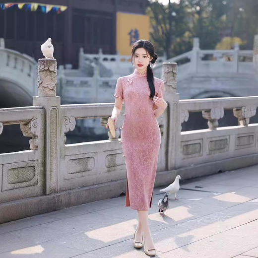 少女新中式日常旗袍粉色素雅中国风改良年轻款TX8380 商品图2
