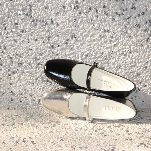 BIUCILI 「赫本玛丽珍」原创黑色银色平底舒适芭蕾风玛丽珍女单鞋 商品图0