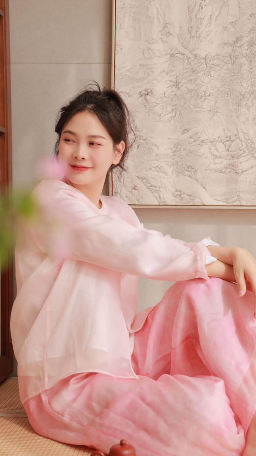 【线上专属】【和光同尘】双层阔腿裤（20709381-粉米） 商品图1