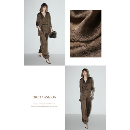 COCOBELLA静奢风贡针假两件肌理缎面西装女质感通勤外套SI0006-4 商品图2