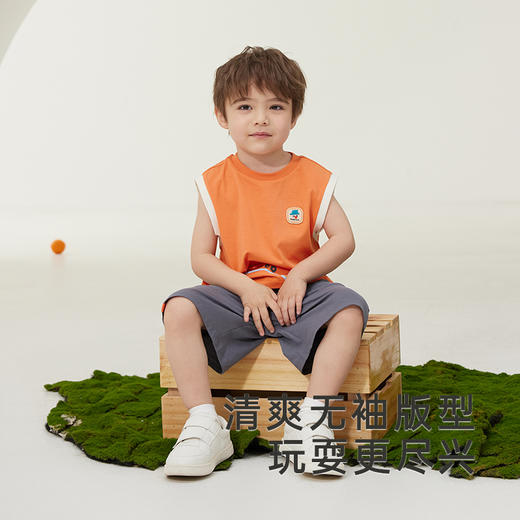 英氏夏季儿童背心男宝宝夏天透气户外背心打底纯棉新款 商品图3