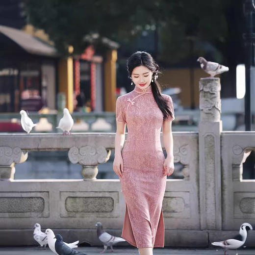 少女新中式日常旗袍粉色素雅中国风改良年轻款TX8380 商品图1