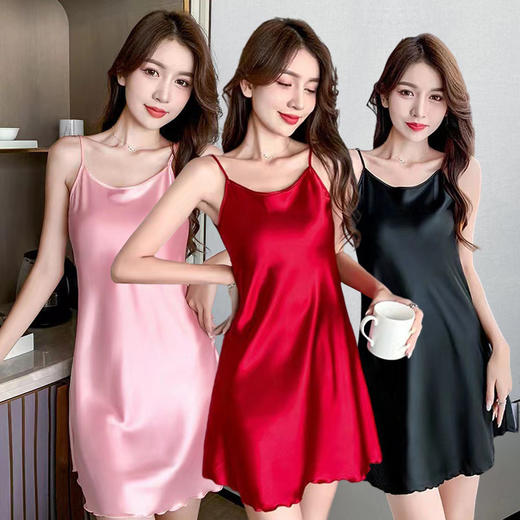 【49.9/任选2件！夏日必备睡衣】2024女夏爆款冰丝睡裙薄款吊带背心，丝绸性感仿真丝家居服睡衣吊裙，给您拥抱般的柔软舒适丝质-lm！ 商品图0